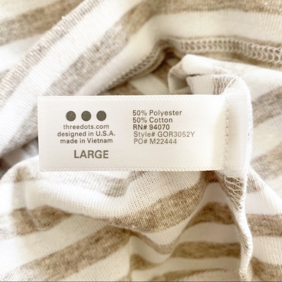 Three Dots Turtleneck Women’s Large Tan Striped Pullover NWT Brecken Ridge - Picture 9 of 11